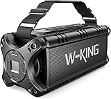 W-KING Bluetooth Lautsprecher, 50W Bluetooth Lautsprecher Groß, Musikbox mit Tiefe Bass/EQ/Powerbank, 40H Akku/Wasserdicht IPX6 Outdoor Lautsprecher Boxen Bluetooth 5.0, TF-Karte/NFC/Freisprechen/AUX