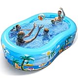 iBaseToy Aufblasbarer Pool - Groß Planschbecken für Kinder, Erwachsene, Babys und Kleinkinder, Family Pool Schwimmbecken für Outdoor, Garten, Sommerwasserparty - Aufblasbarer Kinderpool