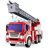 TOYABI Feuerwehrauto Groß- Feuerwehr Spielzeug mit Leiter, Licht-& Sound 1:16 Feuerwehr Geschenk für Kinder Jungen Feuerwehrauto ab 3 4 5 6 7 8 Jahre