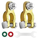 1 Paar Batterieklemmen, 12V/ 24V Polklemmen Autobatterie mit M8 Bolzen, Messing Batteriehalter kfz Batteriepolklemmen für Auto Boot Wohnmobil Caravan Anschlussklemmen