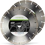 2x Profi Diamantscheibe 230mm für Stein, Beton, Granit, Ziegel uvm. - Diamanttrennscheibe mit hoher Schneidleistung | rendech® Markenqualität