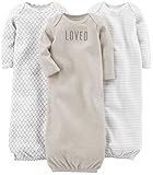 Simple Joys by Carter's Unisex Baby Nachthemd aus Baumwolle, 3er-Pack, Grau/Weiß, 0-3 Monate