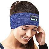 Schlafkopfhörer Bluetooth, Kopfhörer Stirnband Bluetooth V5.0, Schlaf Kopfhörer mit Ultra dünnen HD Stereolautsprechern, Kopfhörer Stirnband für Training Yoga Laufen Schlafen Meditation(Blau)