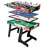 HLC Tischkicker Spieltisch 4 in 1 Multi Spieltisch Kicker Multigame Spieletisch Klappbar Teleskopstangen Spieltisch Multifunktionstisch Billard Tischtennis Tischhockey 123*61*80CM