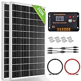 ECO-WORTHY 240 Watt Solarpanel kit Off-Grid System: 2 Stück 120W monokristalline Solarmodule mit 30A LCD Laderegler + Solarkabel + Montageklammern für Wohnmobil, Camping