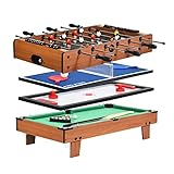 GOPLUS 4 in 1 Spieltisch, Tischkicker & Tischtennis & Tischhockey & Billardtisch, Multifunktionstisch mit Komplettem Zubehör, für Spielzimmer, Bars und Partys, für Kinder Erwachsene