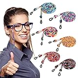 通用 Mehrfarbig Brillenband Damen, 6 Stück Brillen Halter Kette, 5mm Geflochtenes Barille Kette, Sonnenbrillen Kette Sportbrillen, Sonnenbrillen, Lesebrillen, Schutzbrille Brillenband für Frauen Männer