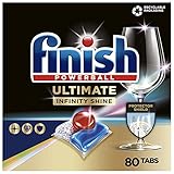 Finish Ultimate Infinity Shine Spülmaschinentabs – Geschirrspültabs für ultimative Reinigung, Fettlösekraft und Glanz mit Schutzschild – Sparpack mit 80 Tabs