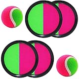 Klett Ballspiel, Klettballspiel Catch Ball Set, Klettball Set, mit 2 Schläger und 2 Klett Ball, für Kinder wurf- und Fangspiel, Geeignet für Party, Strand, Geburtstagsgeschenke, Rot Grün, 2 Sätze