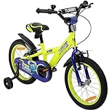 Actionbikes Kinderfahrrad Turbo - 16 Zoll - V-Brake Bremsen - Freilauf - Kettenschutz - Stützräder - Luftbereifung - Kinder Fahrrad - Laufrad - Lenkerschutz - Von 4-7 Jahren (Turbo 16 Zoll)