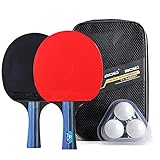 Tischtennis-Set Tischtennisschläger mit 2 Schläger und 3 Bällen Ping Pong Set für Amateure, Anfänger