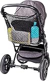 Universal Einkaufsnetz XL für Kinderwagen, Buggy, Sportwagen, Jogger und Zwillingswagen/einfacher Klickverschluss/extra großes Kinderwagennetz - Schwarz