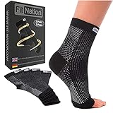 FIT NATION 2 Paar Sprunggelenkbandage, Knöchelbandage, Fußbandage für Herren und Damen, Plantar Fasciitis Socken, Kompressionssocken für Sport, Fussball, Fitness - Schwarz Gr.L/XL