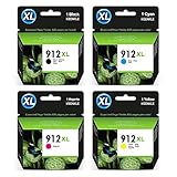 912XL (3YP34AE) Multipack Druckerpatronen Kompatibel für HP 912XL Multipack 912 für HP OfficeJet Pro 8022 Patronen für 8024 8025 8030 für HP Officejet 8012 8014 8015 8010 (Schwarz, Rot, Gelb, Blau)