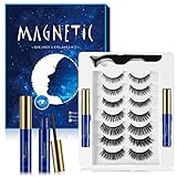 Magnetische Wimpern, Magnet Wimpern mit Eyeliner,Künstliche Wimpern Magnetisch Wasserfest, 3D Magnetwimpernset mit Eyeliner, Magnetic Lashes, Weiche Falsche Wimpern, Natürliche Wimpern Set (7 Stile)