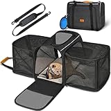 Katzentransportbox Transportbox Katze Groß, Morpilot 45x30x36cm Erweiterbar Katzenbox für 2 Katzen Hund Welpen, Flugzeug Faltbar Hundetransportbox Zusammenklappbare Transporttasche Katze Transport