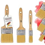 RBMalerbedarf 3er Malerpinsel Set ohne Borstenverlust - Lasurpinsel Holz - Lackierpinsel 20mm, 50mm, 70mm - Flachpinsel Lackierpinsel außen - Pinselset Maler Lackpinsel - Pinsel Lasur Made in Germany