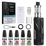 E Zigarette 75W, MONVAP M75 Starter Set mit 5x10ml E Liquid, 2600mAh Build-in Vape Akkuträger, Top Refill Verdampfer 0,3ohm 2ml E Dampfer, E Shisha Kit ohne Nikotin 0,0mg