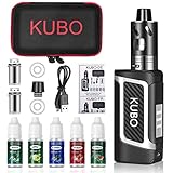 E Zigarette Shisha Starter Set und 5x10ml E liquid 80W Mod Kit mit 0,5 Ohm/ 3,0ml Verdampfer 2000mah Akku Starterset Dampfer Vape, Regelbare Watt LED Bildschirm 0,0mg Nikotin KUBO LZ80W – Schwarz