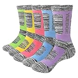 YUEDGE 5 paar Wandersocken Trekkingsocken für Damen Atmungsaktiv Sportsocken Hochleistung, A-rosa/Gelb/Grasgrün/Hellblau/Lila, L (Damen Schuh 35,5-40,5 EU Größe)