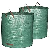 com-four® 2x Gartensack mit Tragegriffen - Faltbarer Gartenabfallsack XXL - Reißfeste Falttonne für Laub und Grünschnitt (500 l - 2 Stück)