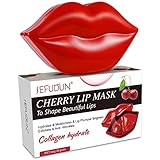 20 Stück Kirsch Lippenmasken, Kirsch Kollagen Lippenpads, Minderung von Lippenfältchen, Anti-Spröse und Anti-Aging, für Hellt die Lippenfarbe auf, lindert trockene und schuppende Lippen