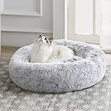 Western Home Hundebett rund Katzenbett Hundekissen Flauschig Katzenkissen Weich katzenkorb Donut Plüsch Hundebett für Kleine und Mittelgroße Hunde Katzen 50cm hellgrau