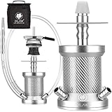 DILAW® Turtle X Carbon Shisha Aluminium 22cm Hookah to Go 4 Anschlüsse mit Tasche | Wasserpfeife |Edelstahl Kaminkopf | Komplettset | Tauchrohr mit Diffusor | Silikonschlauch Alumundstück SilberSilber