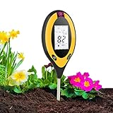 Pomeloone 4-in-1 Bodentester für pH Wert, Licht, Feuchtigkeit und Temperatur, Bodenmessgerät Pflanzen Tester für Pflanzen, Garten, Bauernhof, Indoor, Outdoor (Ohne Batterien)