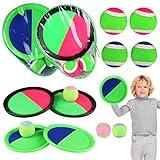 Klettballspiel für Kinder Set, 4 Schläger,6 Bälle und 2 Aufbewahrungstasche, Strandspielzeug Klettball Wasserdicht Outdoor Gartenspiele Spielzeug draußen Kinder ab 2 3 4 5 6 Jahr Strandspiele