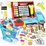 Joellfuner Elektronische Kasse Spielzeug für Kinder - inkl. Zubehör( Scanner, Rechnerfunktion, Zahlungsterminal, Spielgeld usw.), Supermarktkasse für EIN Rollenspiel, Spielkasse für Kinder 3+ Jahren