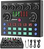 DJ Controller Mischpult Soundkarte, AWZROXWN Audio Interface Mischpulte Usb Mikrofon DJ Pult Mixer Voice Changer Bluetooth Mehrere Soundeffekt Podcast Karaoke Streaming Live Sound Card PC Telefon