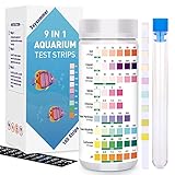 9 in 1 Teststreifen Aquarium,100 Stück Aquarium Wasserteststreifen für Süßwasser Salzwasser Teststreifen zum Testen von Eisen, Kupfer, Nitrat, Nitrit, Chlor, Gesamthärte, Gesamtalkalität, Karbonat, pH