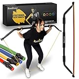 ROAD2GOAT® - [FITNESSBOGEN] Krafttraining mit Widerstandsbänder Stange, Resistance Bands Set mit 147cm Fitnessstange – Home Gym Equipment mit Fitnessbändern – inkl. Trainingshandbuch und Tragetaschen