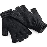 Schwarze Handschuhe, gestrickt, Unisex, für Herren, magisch, Winter, klassisch, einfarbig, für Damen, Hände warm, fingerlose Handschuhe für Herren - - Medium