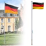 UISEBRT Aluminium Fahnenmast Stabil 6,5m inkl Deutschlandfahne 150 * 80cm, Bodenhülse 50cm