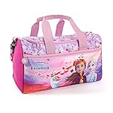 Eiskönigin Sporttasche für Kleine Mädchen - Frozen 2 Kinder Schwimmtasche Wasserdicht mit Anna ELSA Olaf - Umhängetasche Duffel Bag Violett Rosa für Kleinkind Kindergarten - 35x22x15 cm - Perletti