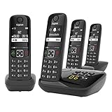 Gigaset 83167 AS690A Quattro - 4 Schnurlose Telefone mit Anrufbeantworter -großes, kontrastreiches Display -brillante Audioqualität -einstellbare Klangprofile -Freisprechfunktion -Anrufschutz,schwarz