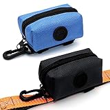 SLSON 2 Stück Hundekotbeutel,Pet Waste Rubbish Poop Bag Halter für Leine,Universal Dog Bag Poop Dispenser mit Reißverschluss (Schwarz und Blau)