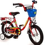 Unbekannt Kinderfahrrad 12 Zoll mit Stützräder und Rücktrittbremse Jungen Mädchen sam Fahrrad für Kinder ab 3 Jahren Feuerwehr Feuerwehrfahrrad Feuerwehrmann