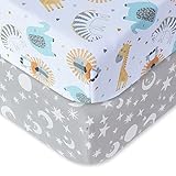 Bimocosy Baby Spannbettlaken Kinder Spannbetttuch 2er Pack, 60 x 120 cm Baby Spannbetttuch für Jungen, Weich Mikrofaser Spannbettlaken für Babybett Kinderbett (Tier)