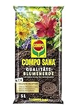 COMPO SANA Qualitäts-Blumenerde, Ca. 50% weniger Gewicht, 12 Wochen Dünger, Kultursubstrat, 5 Liter, Braun