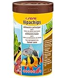 sera Vipachips Nature 250 ml - Hauptfutter aus Chips mit 4% Insektenmehl, Fischfutter fürs Aquarium für alle Bodenbewohner - mit sehr hoher Futterverwertbarkeit, somit weniger Algen