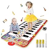 WOSTOO Musikmatte für Kinder, Klaviermatte mit 20 Klaviertasten 8 Instrumente,Kinder Piano Matte Lernspielzeug Spielmatte,Baby Tanzmatten für Jungen Mädchen Kinder Geschenk (140*71cm)