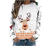 URSING Weihnachts-Sweatshirts für Frauen, halber Reißverschluss, schlankes Oberteil, Temperament, O-Ausschnitt, Langarm, lockere Oberteile