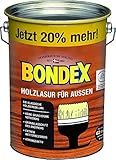 Bondex - Holzlasur für Aussen Kiefer - Für den Außenbereich - UV-Blocker Technologie - Feuchtigkeitsregulierend - Schützt vor Vergrünung - 13 m2 Reichtweite pro Liter - 4,8 L