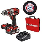 Einhell Akku-Schlagbohrschrauber TP-CD 18/50 Li-i BL FC Bayern Power X-Change (18 V, 50 Nm, Brushless, 2-Gang-Getriebe, inkl. 2x 2,0 Ah Akkus, Ladegerät, Koffer)