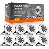 FLOWood Solar Bodenleuchte Solarleuchte für Garten Solar Außenleuchte 8 LEDs wasserdicht Edelstahl + Kunststoff 8 Stk