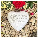 Grabherz Grabschmuck Grab Herz Spruch - Für Immer in unseren Herzen - ca.500g