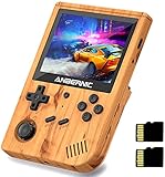 RG351V Handheld Game Console , Open Source System with WiFi Online Sparring 64G TF Card 2500 Classic Games Support PSP / PS1 / N64 / NDS , 3.5inch IPS Screen Retro Game Console (Wooden)